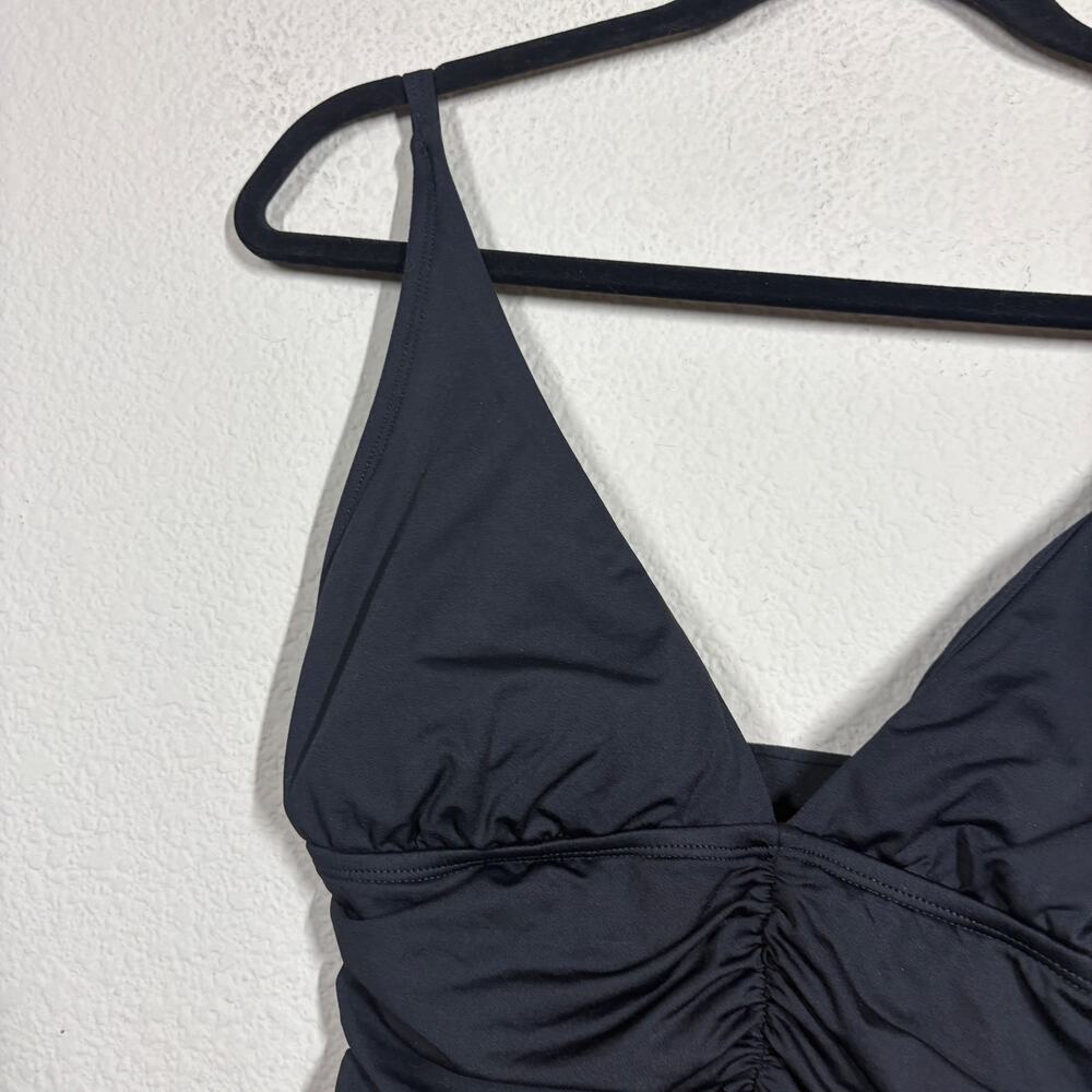 La Blanca Swimsuit Swimwear One Piece Beachwear Black Ruched Cut Out Back - Picture 3 of 9